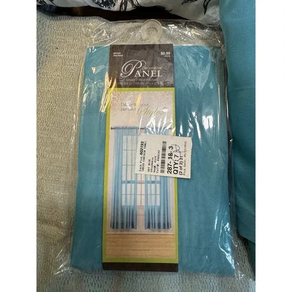 Hobby Lobby Set Of 2 Turquoise Teal Sky Blue Sheer Curtain Panels 59 X 84 Rod Pk - Picture 2 of 4